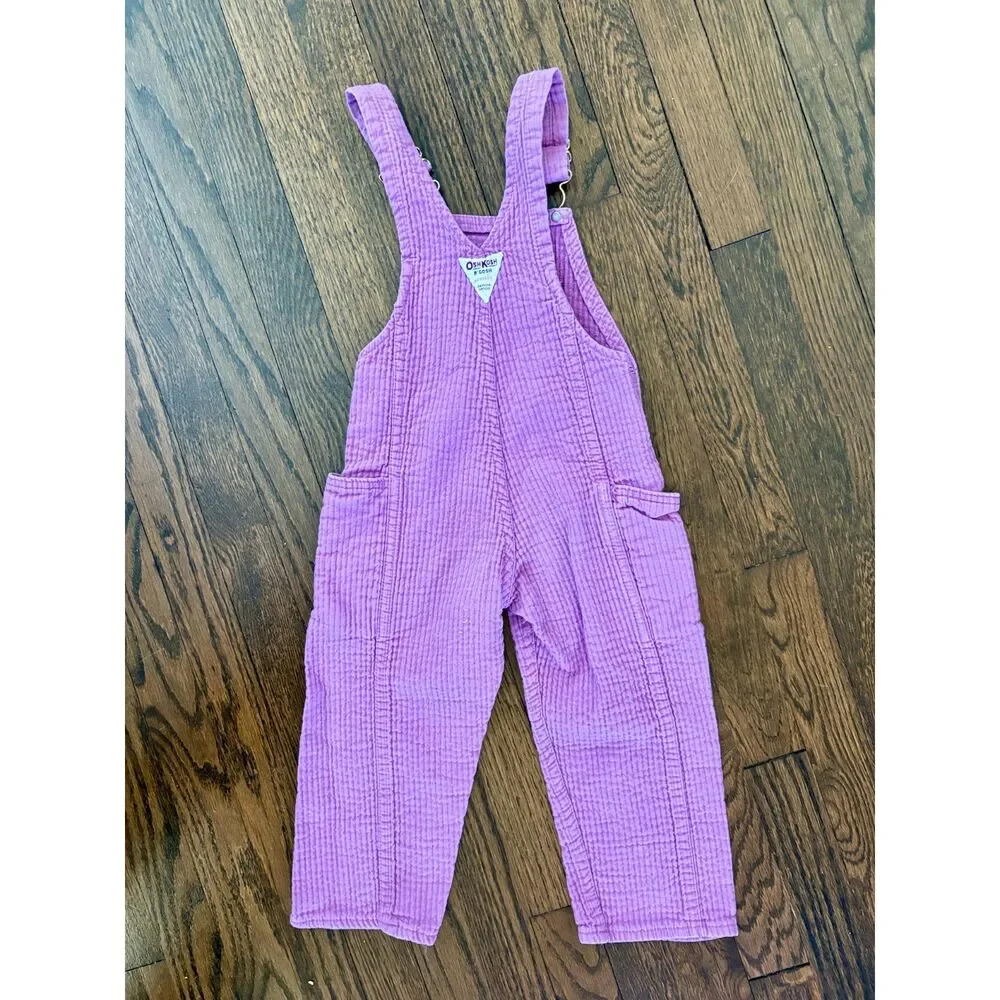 Vintage Vtg OshKosh B'gosh Lilac Purple Corduroy Overalls Size 4T Toddler
